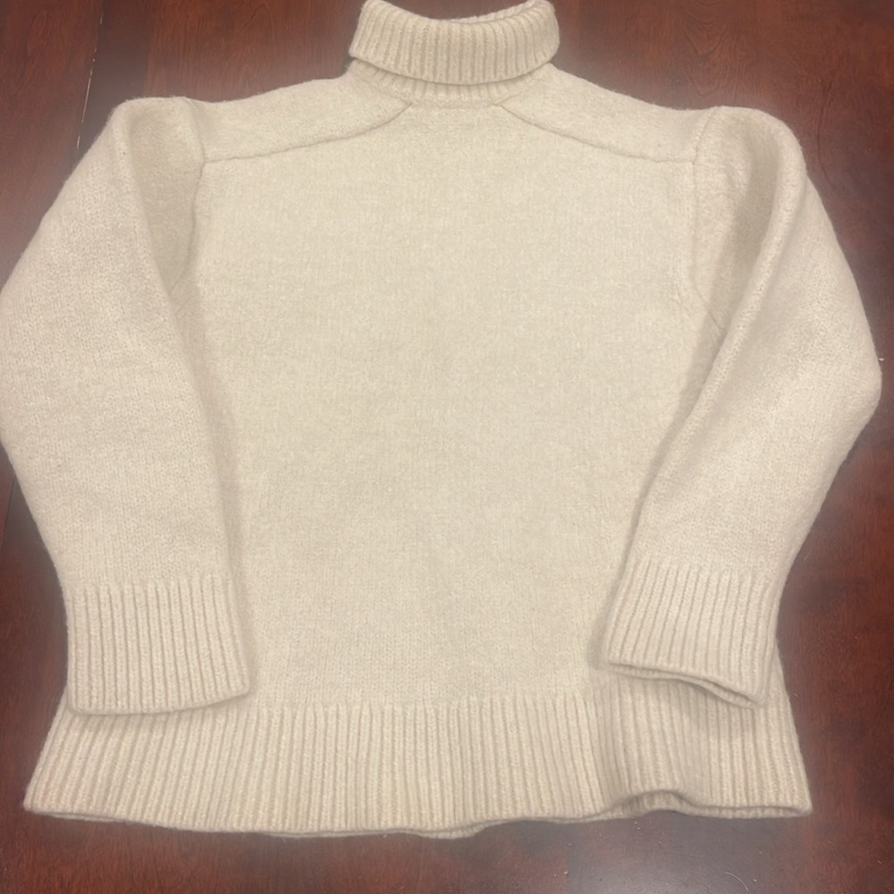 27156 ARITZIA Wilfred 100% Wool Beige Cream Turtleneck Sweater SZ XS SEE PICS